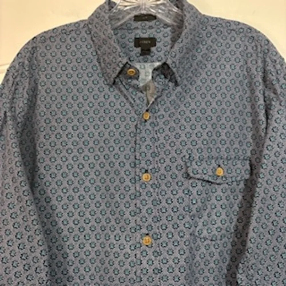 J Crew Men Blue‎ Long Sleeve Button Up Shirt Size Md Heritage Classicore
